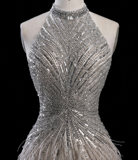 Celeste Crystal Feather Couture Gown