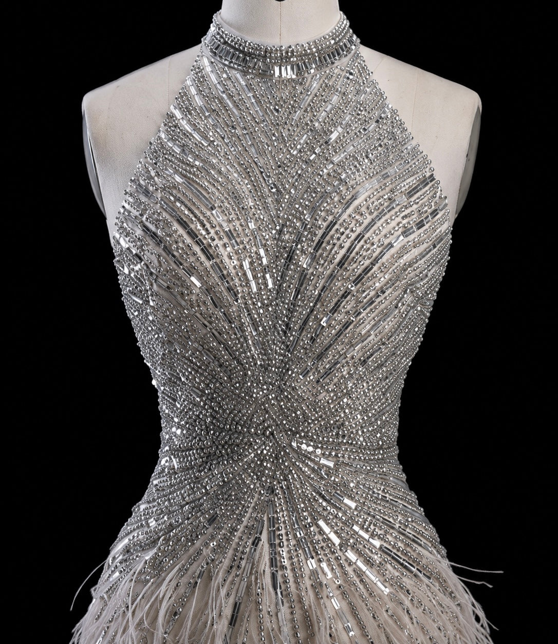 Celeste Crystal Feather Couture Gown