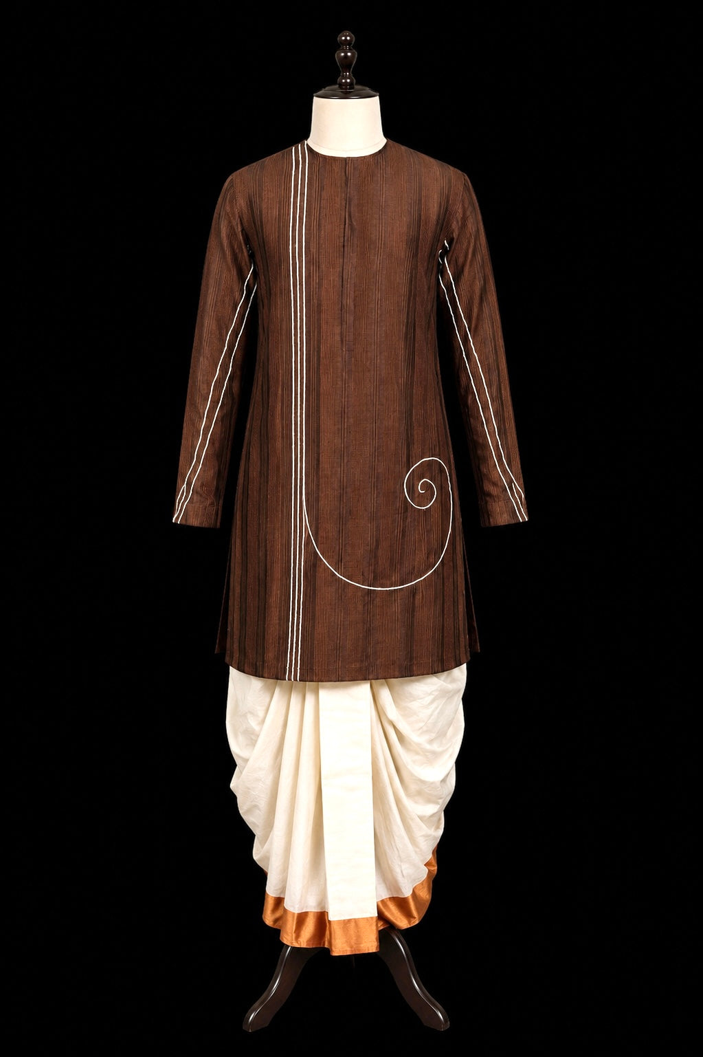 Roy Calcutta Handcrafted Brown Bengali Threadwork Punjabi
