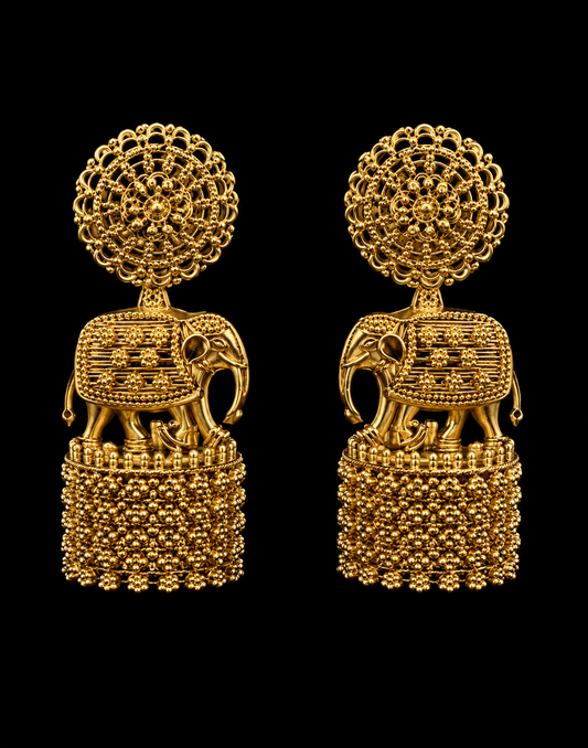 Antique Gold Temple Statement Earrings