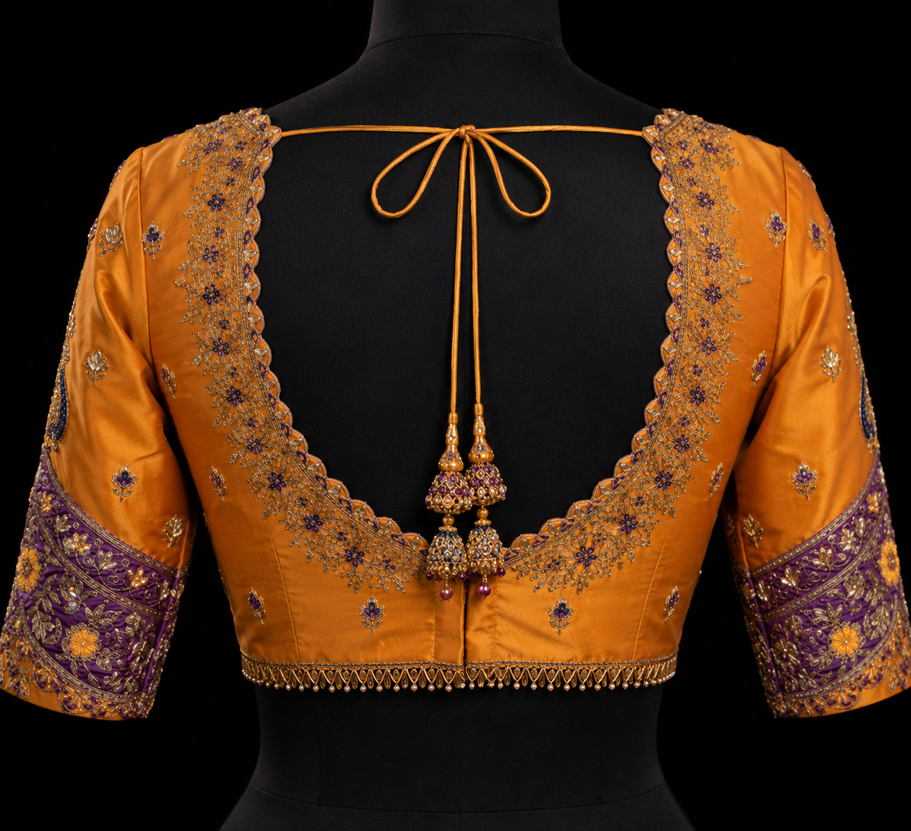 Royal Aubergine Handcrafted Ssree with Embroidered Blouse