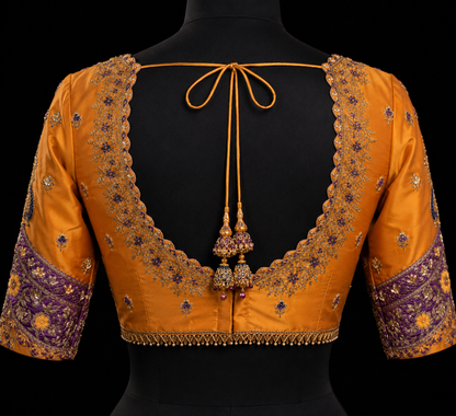 Royal Aubergine Handcrafted Ssree with Embroidered Blouse