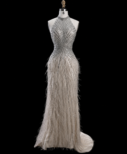 Celeste Crystal Feather Couture Gown