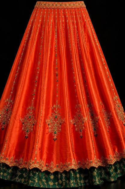 Vermillion Zerdousi Lehenga Set