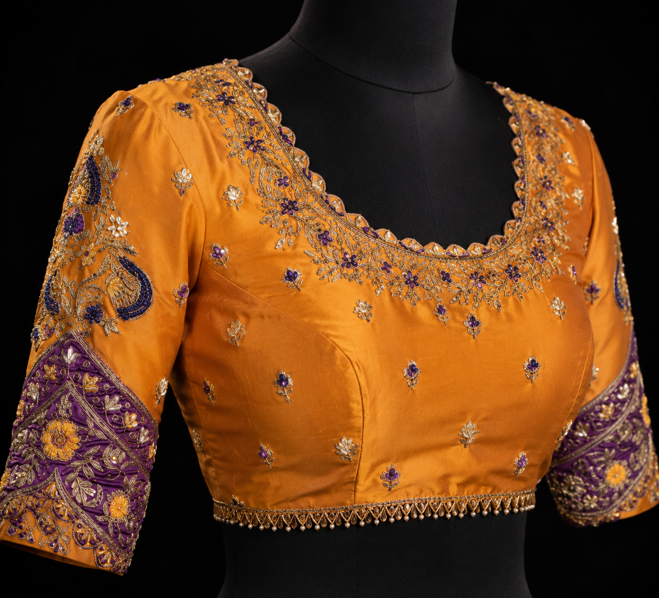 Royal Aubergine Handcrafted Ssree with Embroidered Blouse