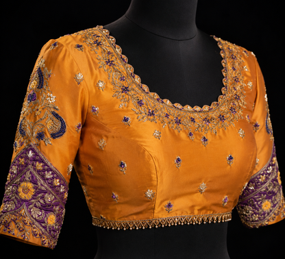 Royal Aubergine Handcrafted Ssree with Embroidered Blouse