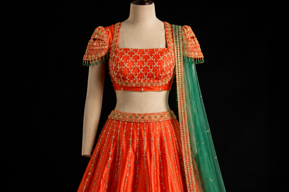 Vermillion Zerdousi Lehenga Set