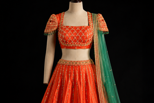 Vermillion Zerdousi Lehenga Set