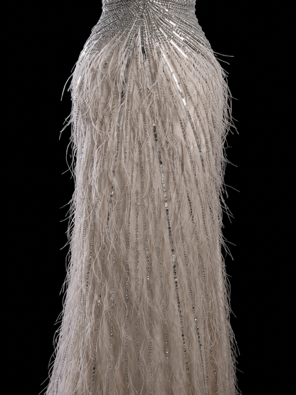 Celeste Crystal Feather Couture Gown