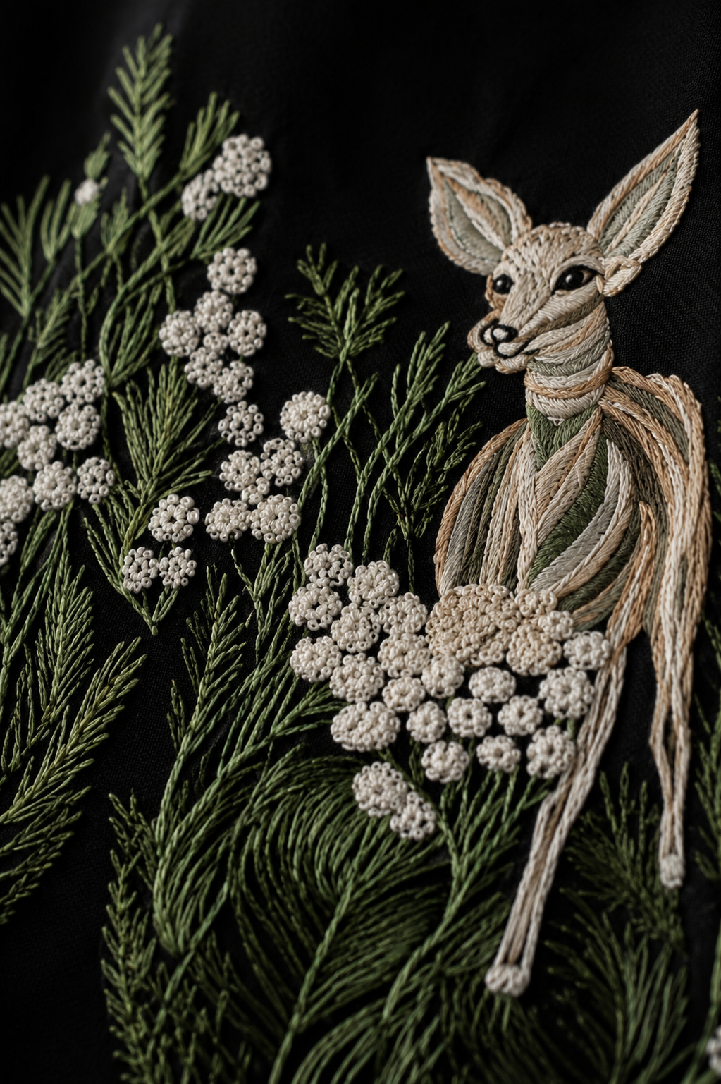 Midnight Fawn Hand-Embroidered Black Suit Set