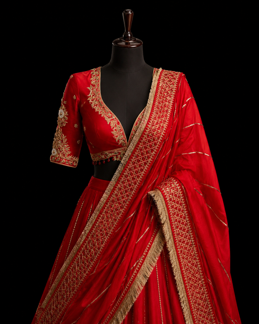Regal Crimson Zardousi Bridal Lehenga Set