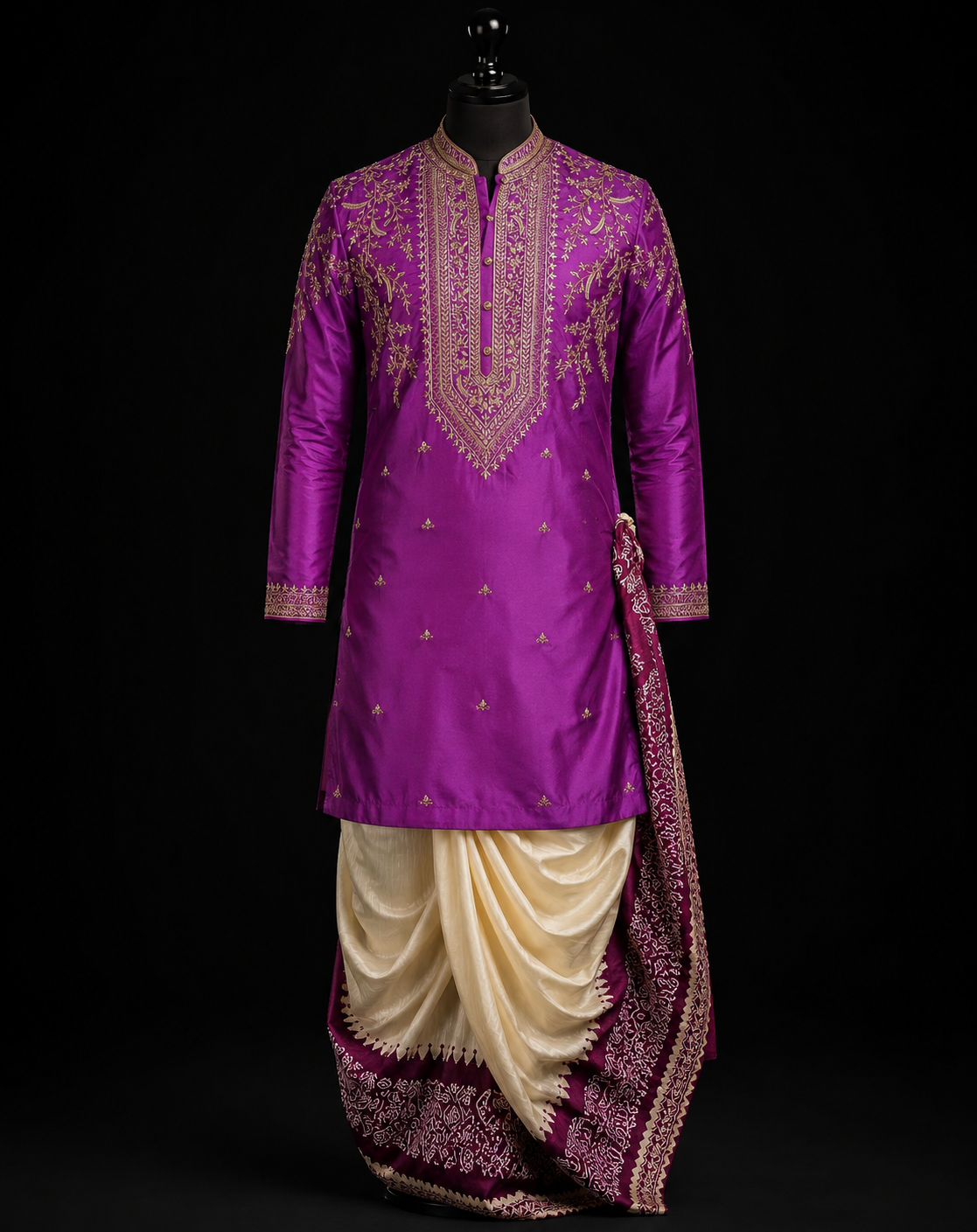 Royal Orchid Embroidered Kurta Set
